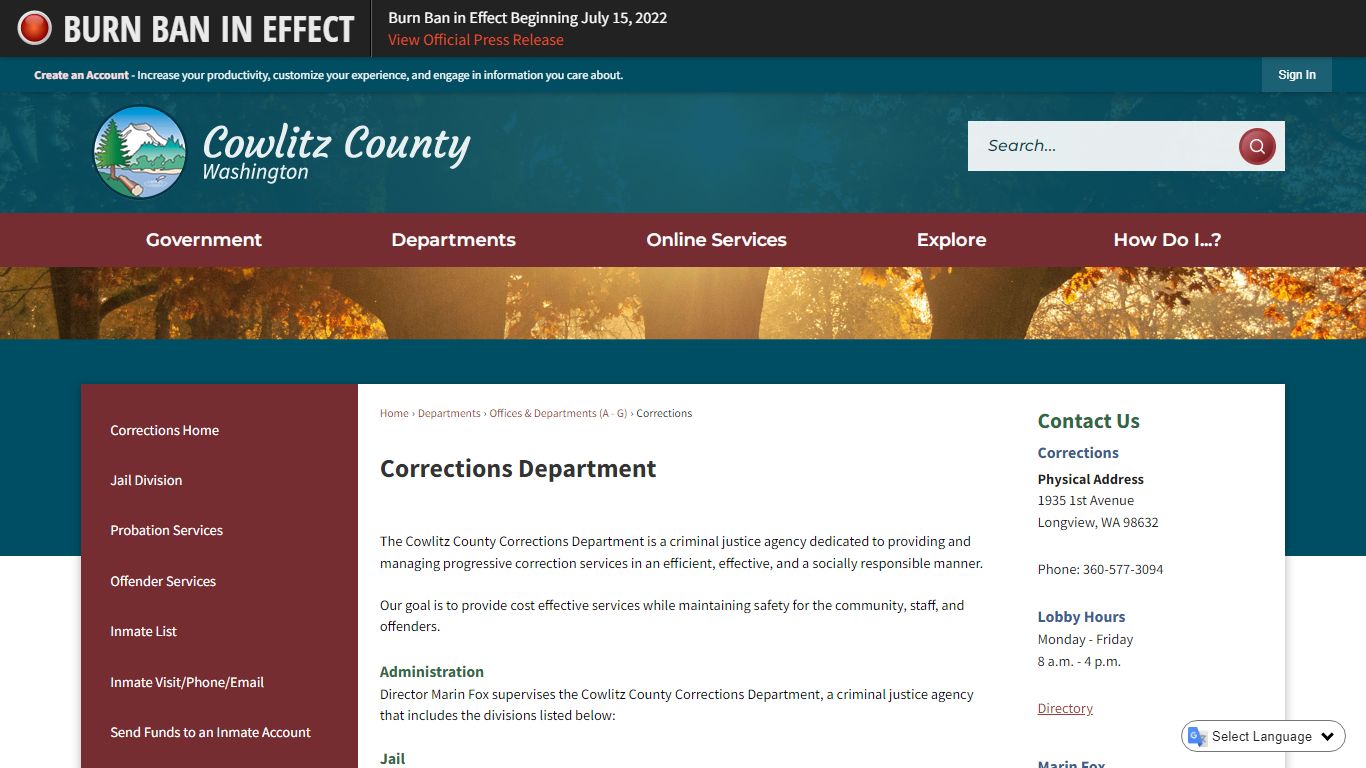 Corrections Department | Cowlitz County, WA - Official Website